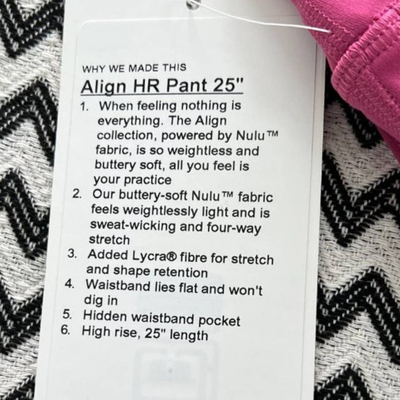 NWT lululemon Align HR Pant 25" - Pink Lychee - Picture 4 of 9